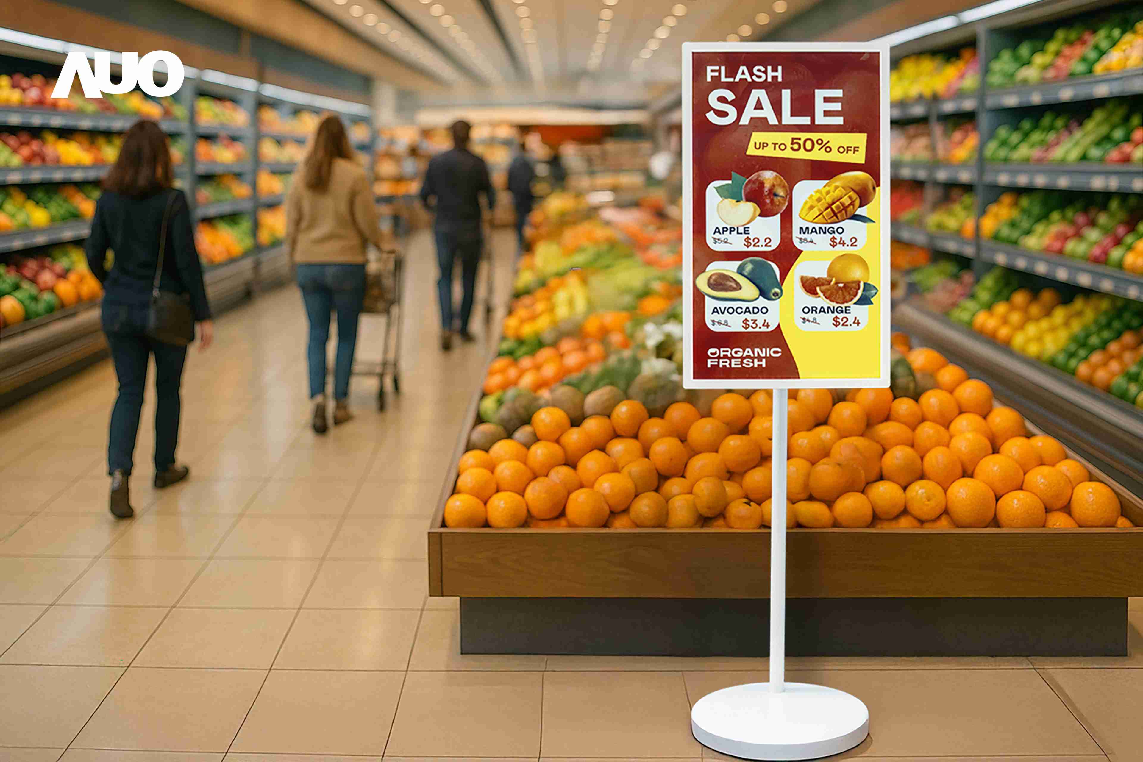 达擎首亮相低功耗、、、、全彩的〝aecoPost电子纸解决方案〞，，，仅在更新画面时需要微量的电力驱动，，，无需布建电线的便捷设计，，使其可灵活应用、、随意置放，，，，并可透过云端或行动装置app，，，轻松管理及排程广告内容，，，晋升店头营销利器。。。。